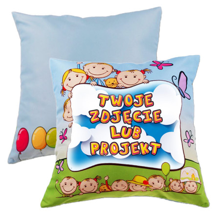 Poduszka z motywem dziecięcym z Twoim zdjęciem i dedykacją.