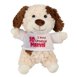 Puszysty piesek z grafiką "Z okazji urodzin"- 18cm.
