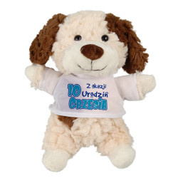 Puszysty piesek z grafiką "Z okazji urodzin"- 18cm. 2