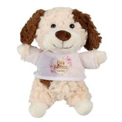 Puszysty piesek z grafiką "Serce z imionami i datą...