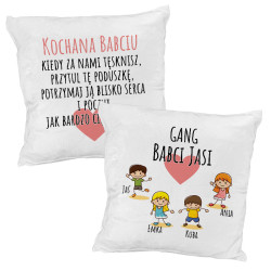 Dwustronna pluszowa poduszka "Gang Babci" - z imionami...