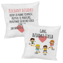 Dwustronna pluszowa poduszka "Gang Dziadka" - z imionami...