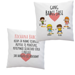 Dwustronna poduszka "Gang Babci" z imieniem wnuków i...
