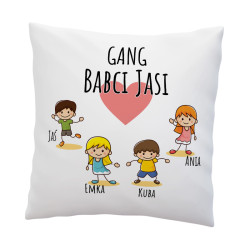 Dwustronna poduszka "Gang Babci" z imieniem wnuków i... 2