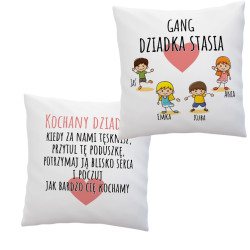 Dwustronna poduszka "Gang Dziadka" z imieniem wnuków i...