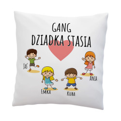 Dwustronna poduszka "Gang Dziadka" z imieniem wnuków i... 2