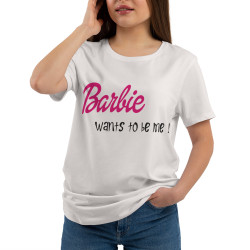 Koszulka damska taliowana "Barbie want to be me". 2