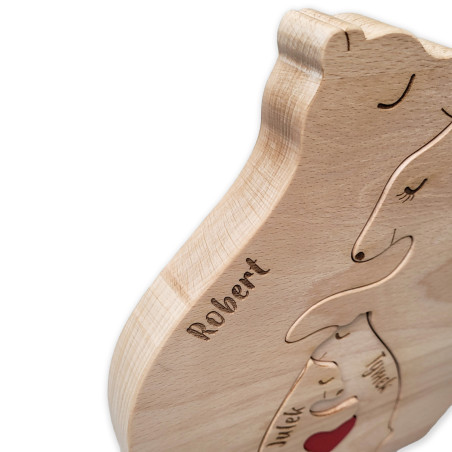 Drewniana (bukowa) rodzinka misi z personalizacją- 4 osobowa rodzina.