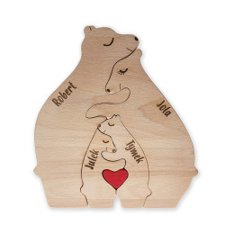 Drewniana (bukowa) rodzinka misi z personalizacją- 4...