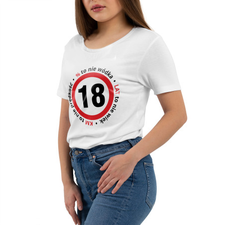 Koszulka damska taliowana z 18 okazji urodzin.