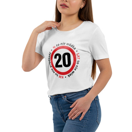 Koszulka damska taliowana z 20 okazji urodzin.