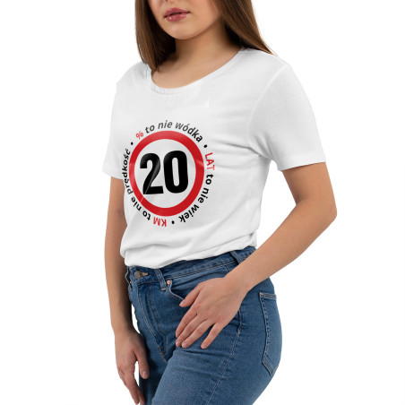 Koszulka damska taliowana z 20 okazji urodzin.