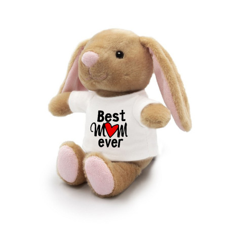 Królik brązowy dla mamy- Best mum ever- 18cm.
