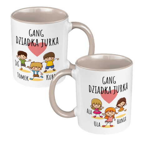 Kubek 330 ml kolorowy dla Dziadka "Gang Dziadka" z imionami.