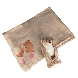 Miś trzymający koc między łapkami z imieniem dziecka- z...