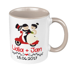 Kubek 330 ml kolorowy dla młodej pary z imionami oraz...