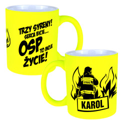 Matowy neonowy kubek  "OSP to moje życie". 2