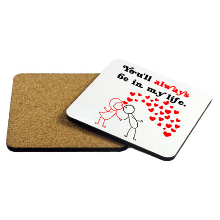 Zestaw - kubek latte z podkładką na kubek -You'll always be in my life - Walentynki.