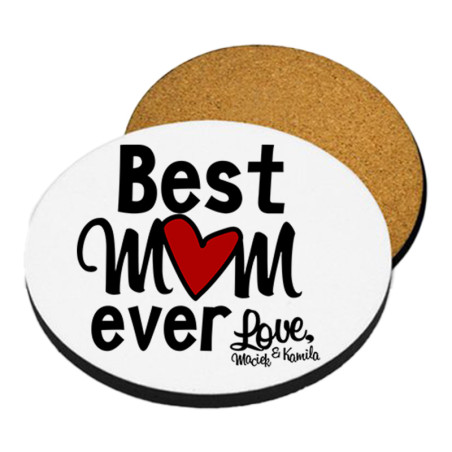 Zestaw - kubek latte z podkładką na kubek - "Best mum ever".