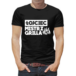 Koszulka unisex z napisem "Łojciec mistrz grilla" .