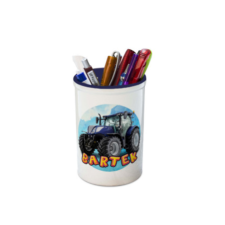 Pojemnik na przybory szkolne personalizowany (kredki, ołówki, długopisy)  "Traktor".