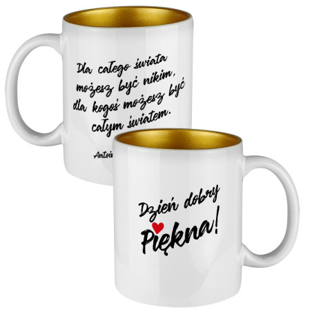 Kubek z perłowym środkiem specjalnie dla niej- Dzień dobry Piękna.