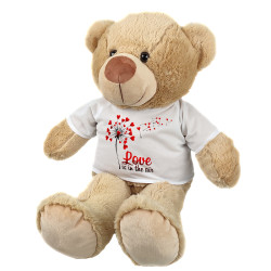 Maskotka Miś duży na Walentynki z napisem "Love is in the...