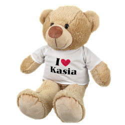 Maskotka miś duży dla dziewczyny z napisem " I love Kasia " - ok. 55-60cm. 2