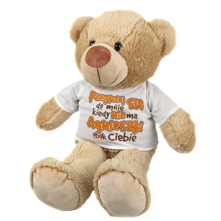 Maskotka miś duży dla dziewczyny "Przytulaj się do mnie, kiedy Kuby nie ma obok Ciebie" - ok. 55-60cm.