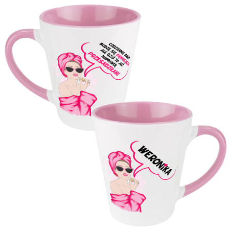 Super kubek latte specjalnie dla niej z napisem - Codziennie rano budzę się piękniejsza...