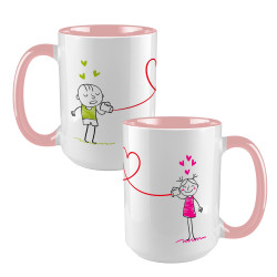 Zestaw kubków XXL (450ml) dla pary na Walentynki.