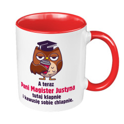 Kubek 330ml kolorowy dla świeżo upieczonej Pani magister.