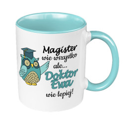 Kubek 330ml kolorowy - gratulacje z okazji obrony doktoratu.