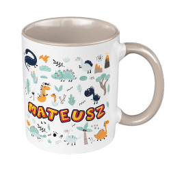 Kubek 330 ml kolorowy z grafiką "Dinozaury"- z imieniem...