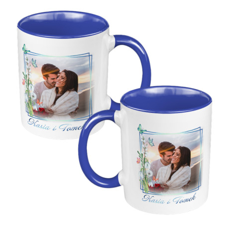 Zestaw kubków 330 ml białe ze zdjęciem oraz imionami w pudełku - dla pary zakochanych.