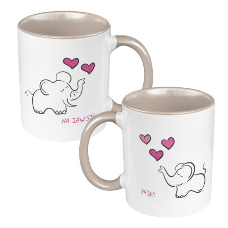 Zestaw kubków dla par 330 ml kolorowy ze słonikami.