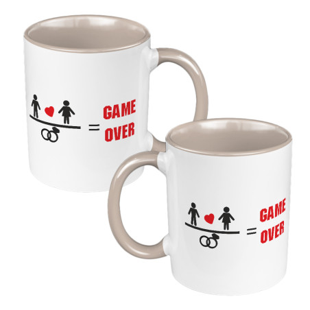Zestaw kubków 330 ml kolorowe - dla nowożeńców lub zakochanych "Game Over".