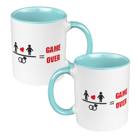 Zestaw kubków 330 ml kolorowe - dla nowożeńców lub zakochanych "Game Over".