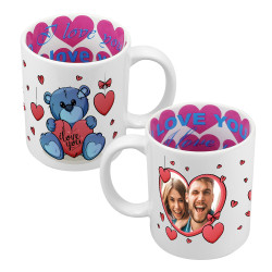 Kubek 330 ml z wnętrzem w serca z grafiką uroczego misia... 2