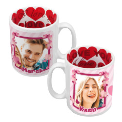 Kubek 330 ml z wnętrzem w serca z grafiką dla zakochanych... 2