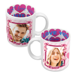 Kubek 330 ml z wnętrzem w serca z grafiką dla zakochanych...