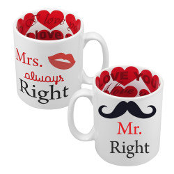Zestaw kubków "Mr. Right and Mrs. always right".