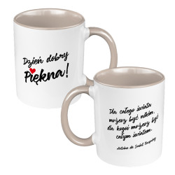 Kubek 330 ml kolorowy "Dzień dobry Piękna".