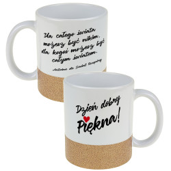 Kubek z brokatowym paskiem "Dzień dobry Piękna"- pasek...