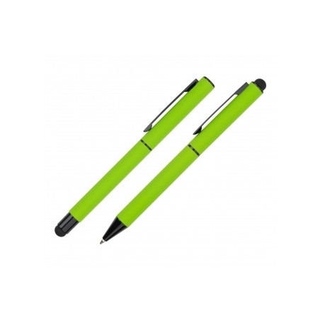 Elegancki zestaw piśmienny składający się z długopisu oraz pióra kulkowego firmy Pierre Cardin- dodaj personalizację- zielony.