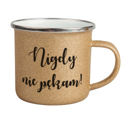 Kubek emaliowany "Nie pękam" metalowy.
