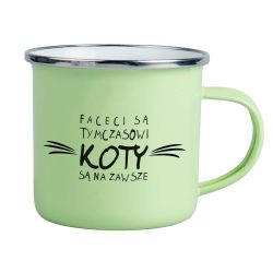 Kubek emaliowany dla miłośniczki kotów.