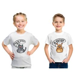 Zestaw koszulek dziecięcych "Kot i pies" - krótki rękaw.