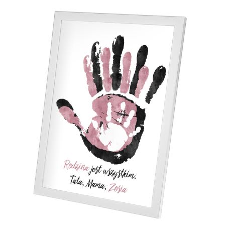 Plakat w ramie lub bez ramy -"Rodzina jest wszystkim"-3 osobowa rodzinka.