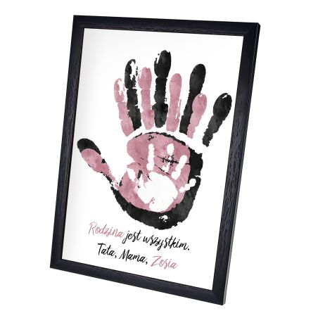 Plakat w ramie lub bez ramy -"Rodzina jest wszystkim"-3 osobowa rodzinka.